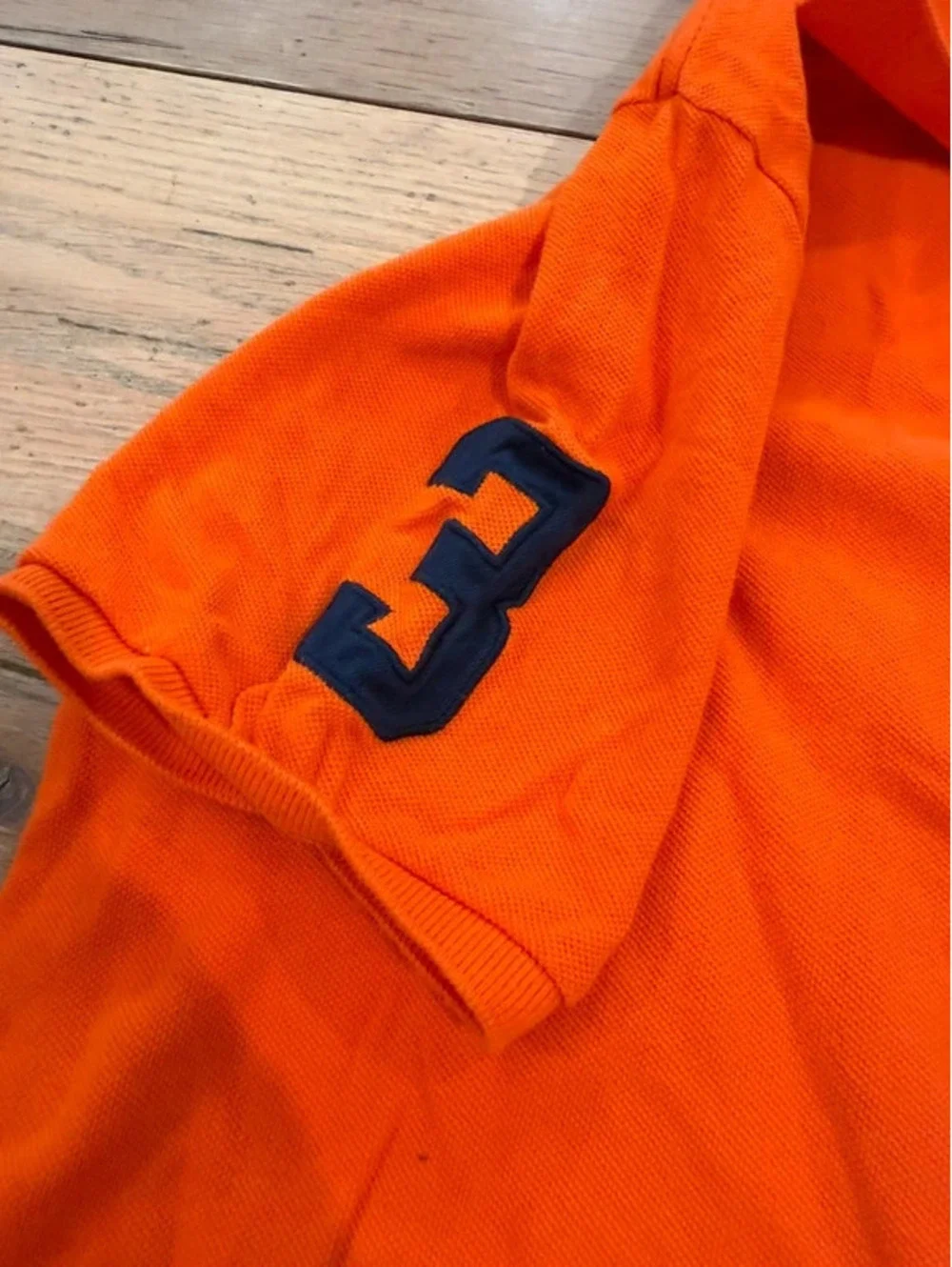 Orange Embroidered Crest Collared Short Sleeve Polo T-Shirt Size youth L (16/18)